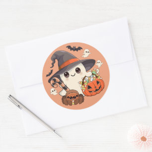 かわいいハロウィンのおばけ かわいいスタイル ラウンドシール