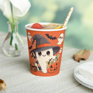 かわいいハロウィンのおばけ かわいいスタイル 紙コップ