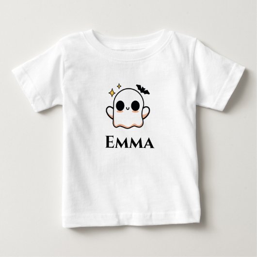 かわいいハロウィンのおばけ カスタマイズ可能 ベビーTシャツ (正面)