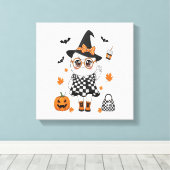 かわいいハロウィンのおばけ キャンバスプリント (インサイチュ (ウッドフロア))