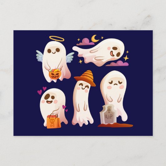 かわいいハロウィンのおばけ ポストカード (正面)