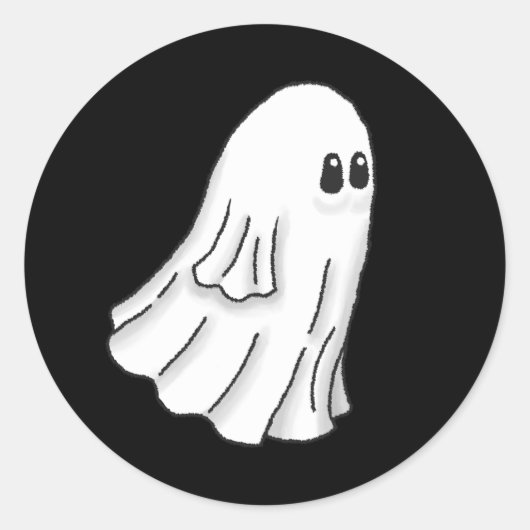 かわいいハロウィンのおばけ ラウンドシール (正面)