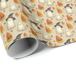 かわいいハロウィンのおばけ ラッピングペーパー