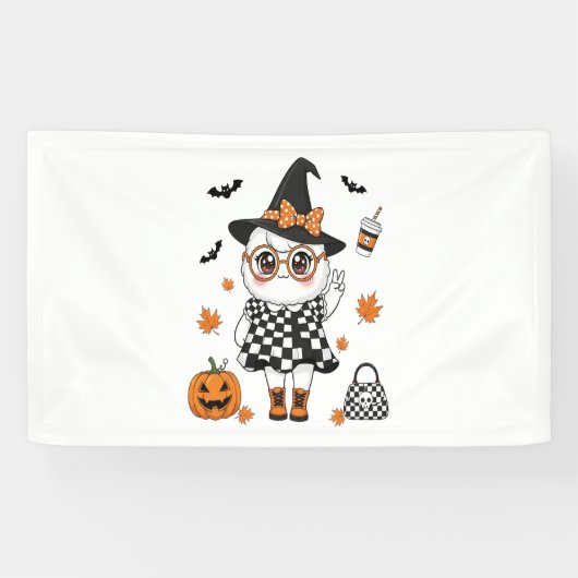 かわいいハロウィンのおばけ 横断幕 (横)