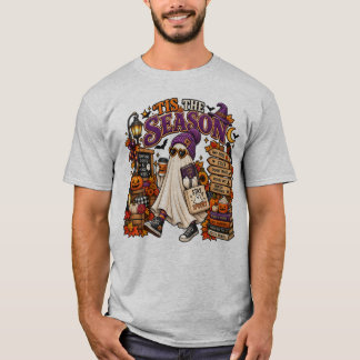 かわいいハロウィンのおばけ、秋のかぼちゃ、スプーキーな落ち葉 Tシャツ