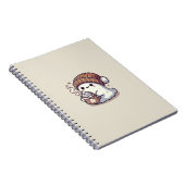 かわいいハロウィンのおばけ 秋のビーニーとホットココア ノートブック (右側)