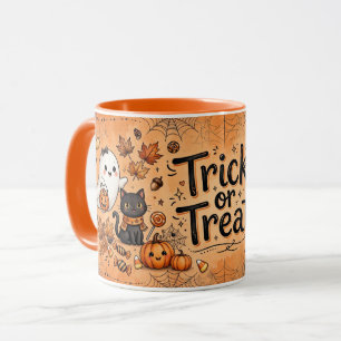 かわいいハロウィンのおばけ 黒猫 カボチャ マグカップ