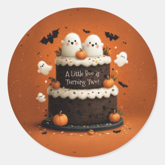 かわいいハロウィンのおばけ A Little Boo ラウンドシール (正面)