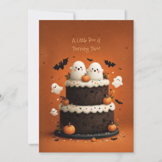 かわいいハロウィンのおばけ A Little Boo 招待状 (正面)