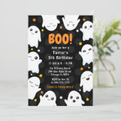 かわいいハロウィンのお化けの誕生日パーティー 招待状 (スタンド正面)