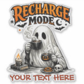 かわいいハロウィンのお化け - コーヒーと充電モード シール (正面)