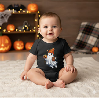 かわいいハロウィンのお化け ベビーボディスーツ