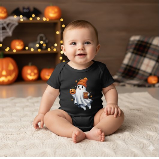 かわいいハロウィンのお化け ベビーボディスーツ