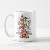 かわいいハロウィンのお菓子とかぼちゃのデザイン コーヒーマグカップ (左)