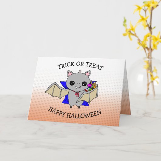 かわいいハロウィンのお菓子を入れるトリックオアトリートバッグ カード (黄色い花)