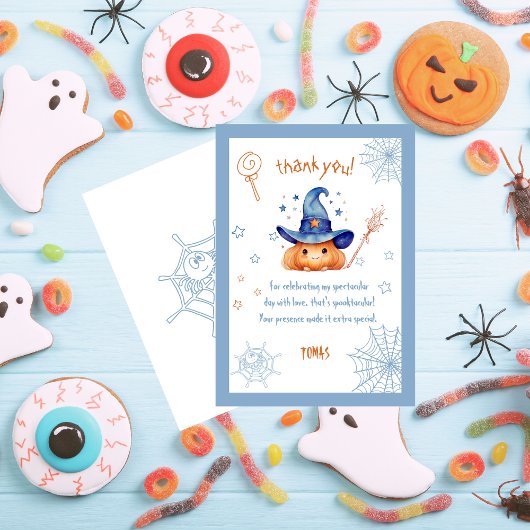 かわいいハロウィンのお誕生日おめでとう男の子  サンキューカード