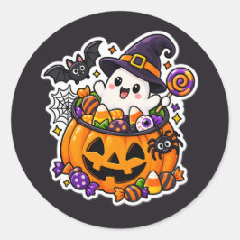 かわいいハロウィンのかぼちゃおばけ ラウンドシール