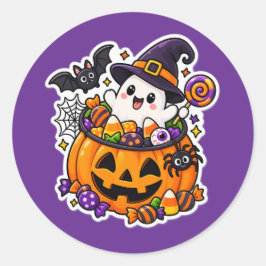 かわいいハロウィンのかぼちゃおばけ ラウンドシール