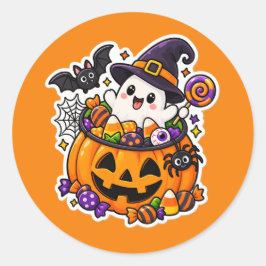 かわいいハロウィンのかぼちゃおばけ ラウンドシール