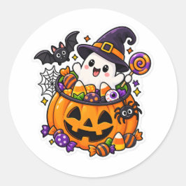 かわいいハロウィンのかぼちゃおばけ ラウンドシール
