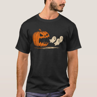 かわいいハロウィンのかぼちゃが幽霊を食べる ゲーマー向けハロウィン Tシャツ