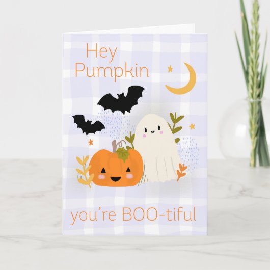 かわいいハロウィンのかぼちゃとおばけ カード (正面)