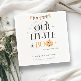 かわいいハロウィンのかぼちゃのスパイダーウェブのブライダルシャワー スタンダードカクテルナプキン