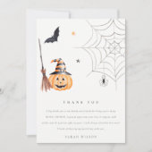 かわいいハロウィンのかぼちゃのスパイダーウェブの結婚前のお茶会 サンキューカード (正面)