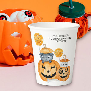 かわいいハロウィンのかぼちゃのランタンとお菓子 紙コップ