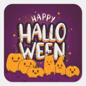 かわいいハロウィンのかぼちゃの子供たちの幸せなハロウィーン スクエアシール (正面)