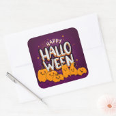 かわいいハロウィンのかぼちゃの子供たちの幸せなハロウィーン スクエアシール (封筒)