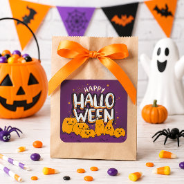 かわいいハロウィンのかぼちゃの子供たちの幸せなハロウィーン スクエアシール