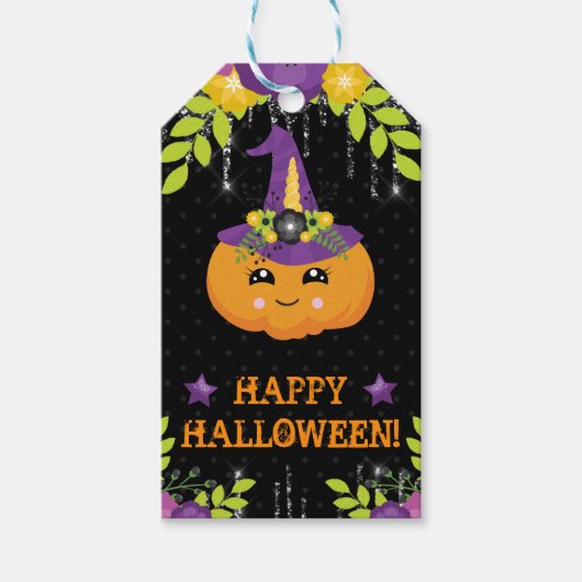 かわいいハロウィンのかぼちゃの花 ギフトタグ (正面)