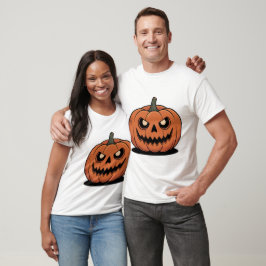 かわいいハロウィンのかぼちゃカップルTシャツ Tシャツ
