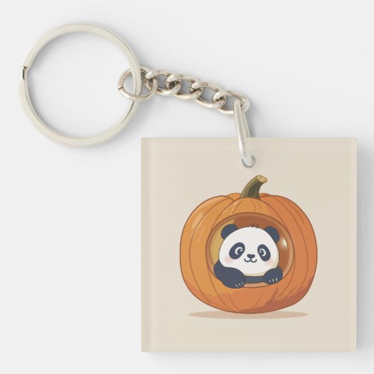かわいいハロウィンのかぼちゃパンダ キーホルダー (正面)