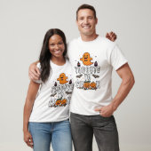 かわいいハロウィンのかぼちゃ 幽霊 コウモリ オレンジ Tシャツ (ユニセックス)