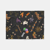 かわいいハロウィンのイラスト スプーキー柄 フリース (正面(横))