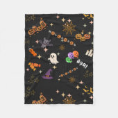 かわいいハロウィンのイラスト スプーキー柄 フリース (正面)