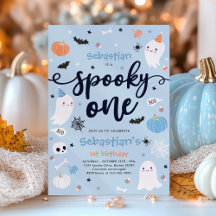 かわいいハロウィンのオバケの1歳の誕生日パーティー