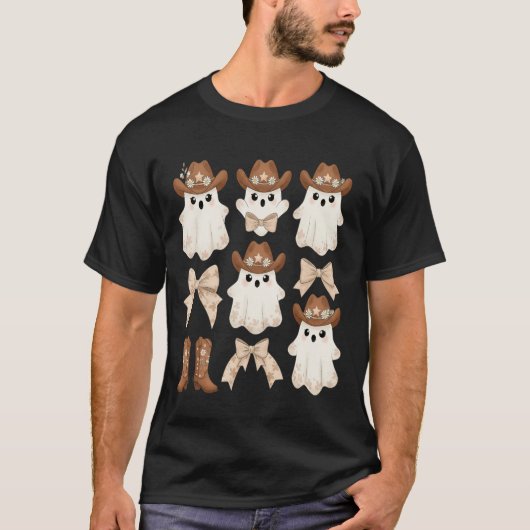 かわいいハロウィンのカウボーイの幽霊 Tシャツ (正面)