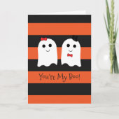 かわいいハロウィンのカップルの幽霊の挨拶状 カード (正面)