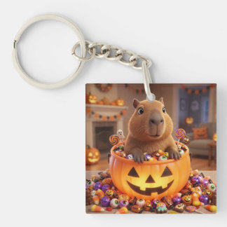 かわいいハロウィンのカピバラの甘いキャンディバケットキーリング キーホルダー
