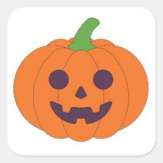 かわいいハロウィンのカボチャと黒猫の模様 スクエアシール