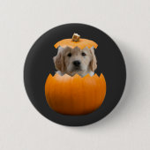 かわいいハロウィンのカボチャの犬の写真入りパーソナライズグッズ 缶バッジ (正面)