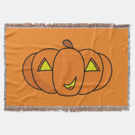かわいいハロウィンのカボチャの笑顔 スローブランケット