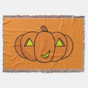 かわいいハロウィンのカボチャの笑顔 スローブランケット