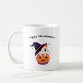 かわいいハロウィンのカボチャの魔女ネコ コーヒーマグカップ (左)