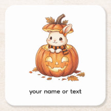 かわいいハロウィンのカボチャウサギ - あたたかい秋のうさぎのイラスト
