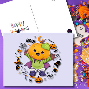 かわいいハロウィンのカボチャキャラ シーズンポストカード