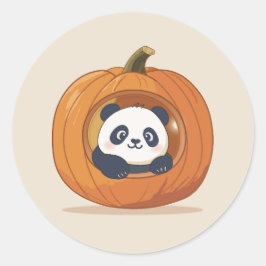 かわいいハロウィンのカボチャパンダ ラウンドシール